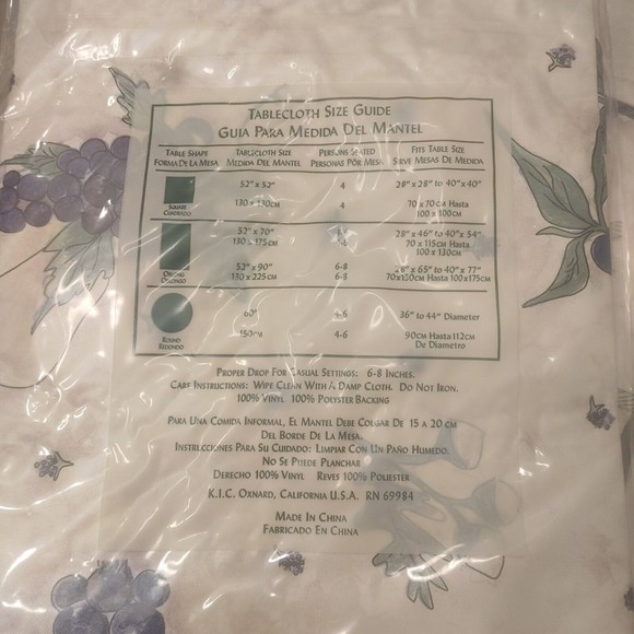 Kane Casual Lifestyles Collection Vinyl Tablecloth Round 60" Purple Fruit NEW - Picture 7 of 8